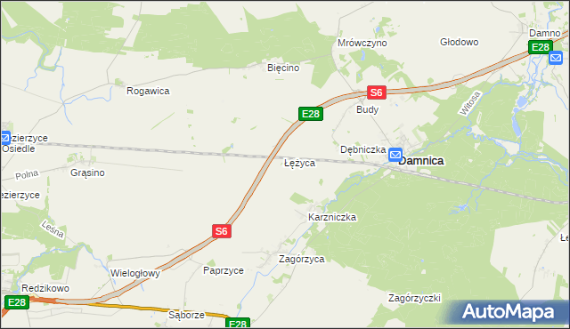 mapa Łężyca, Łężyca na mapie Targeo