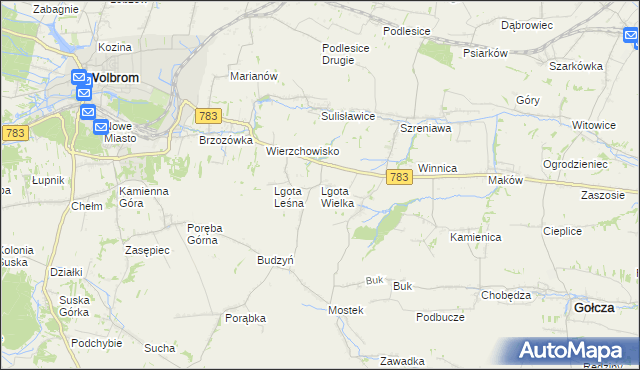 mapa Lgota Wielka gmina Wolbrom, Lgota Wielka gmina Wolbrom na mapie Targeo