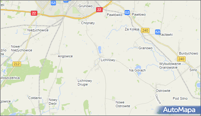 mapa Lichnowy gmina Chojnice, Lichnowy gmina Chojnice na mapie Targeo