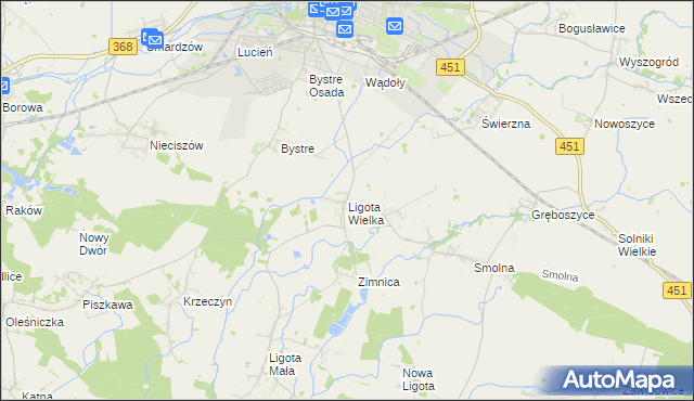 mapa Ligota Wielka gmina Oleśnica, Ligota Wielka gmina Oleśnica na mapie Targeo