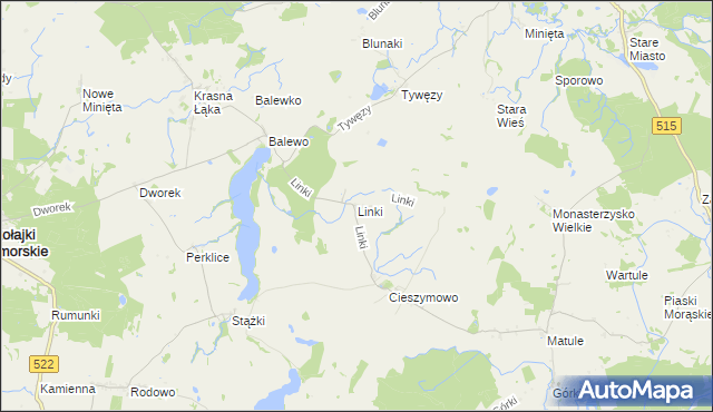 mapa Linki gmina Mikołajki Pomorskie, Linki gmina Mikołajki Pomorskie na mapie Targeo