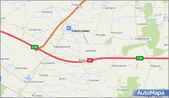 mapa Lipowiec gmina Kleszczewo, Lipowiec gmina Kleszczewo na mapie Targeo