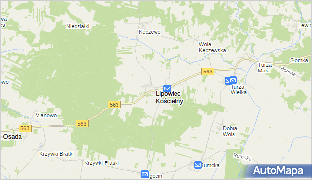 mapa Lipowiec Kościelny, Lipowiec Kościelny na mapie Targeo