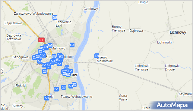 mapa Lisewo Malborskie, Lisewo Malborskie na mapie Targeo