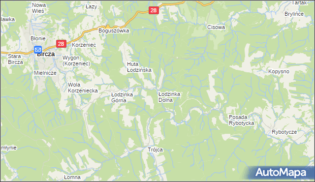 mapa Łodzinka Dolna, Łodzinka Dolna na mapie Targeo