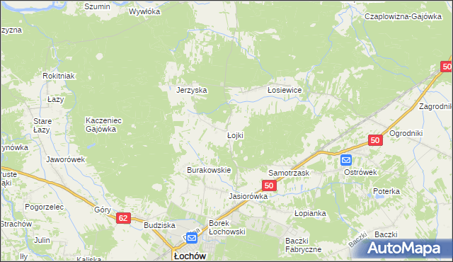 mapa Łojki gmina Łochów, Łojki gmina Łochów na mapie Targeo