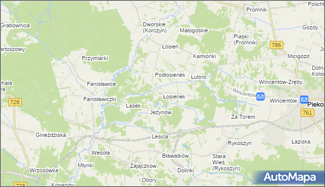 mapa Łosienek, Łosienek na mapie Targeo