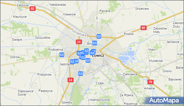 mapa Łowicza, Łowicz na mapie Targeo