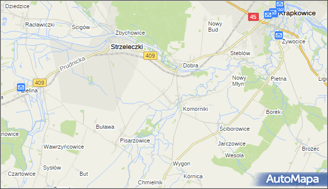 mapa Łowkowice gmina Strzeleczki, Łowkowice gmina Strzeleczki na mapie Targeo