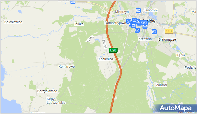 mapa Łozienica, Łozienica na mapie Targeo