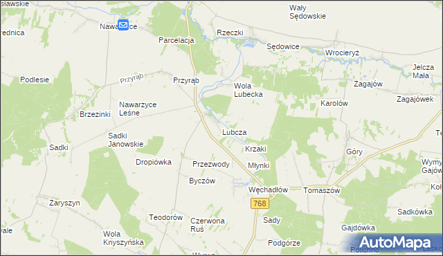 mapa Lubcza gmina Wodzisław, Lubcza gmina Wodzisław na mapie Targeo