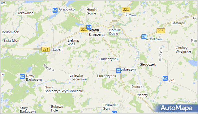 mapa Lubieszynek gmina Nowa Karczma, Lubieszynek gmina Nowa Karczma na mapie Targeo