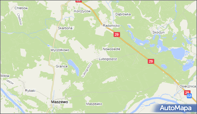 mapa Lubogoszcz gmina Maszewo, Lubogoszcz gmina Maszewo na mapie Targeo