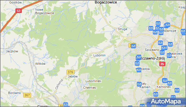 mapa Lubomin gmina Stare Bogaczowice, Lubomin gmina Stare Bogaczowice na mapie Targeo