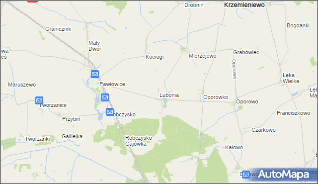 mapa Lubonia gmina Krzemieniewo, Lubonia gmina Krzemieniewo na mapie Targeo
