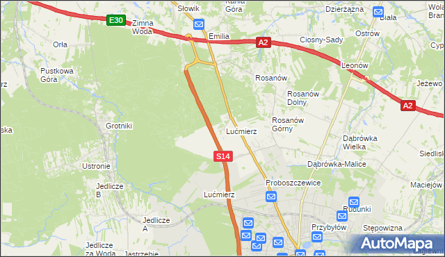 mapa Lućmierz-Ośrodek, Lućmierz-Ośrodek na mapie Targeo