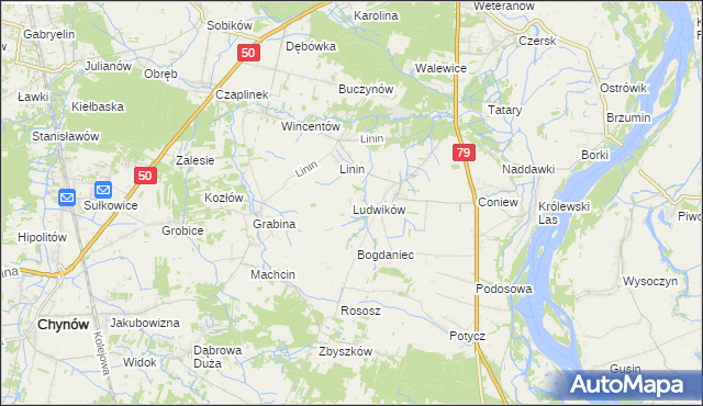 mapa Ludwików gmina Chynów, Ludwików gmina Chynów na mapie Targeo