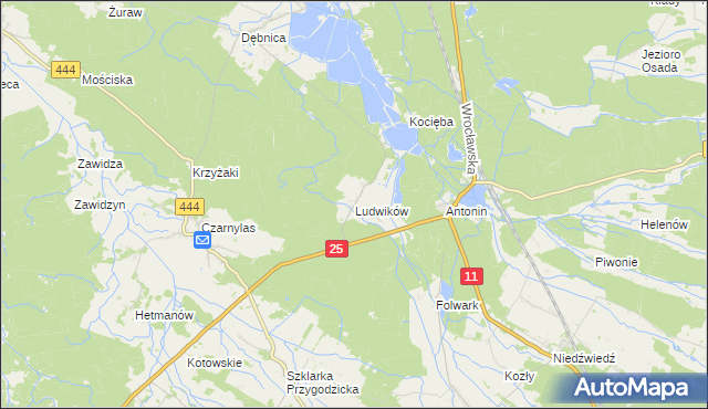 mapa Ludwików gmina Przygodzice, Ludwików gmina Przygodzice na mapie Targeo
