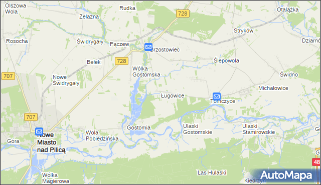 mapa Ługowice, Ługowice na mapie Targeo