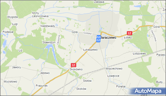 mapa Łukaszewo gmina Jaraczewo, Łukaszewo gmina Jaraczewo na mapie Targeo