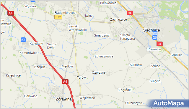 mapa Łukaszowice, Łukaszowice na mapie Targeo
