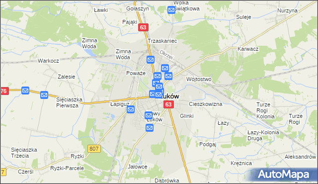 mapa Łuków, Łuków na mapie Targeo