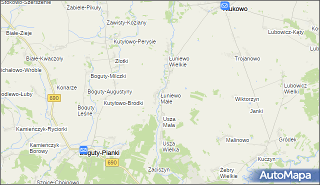 mapa Łuniewo Małe, Łuniewo Małe na mapie Targeo