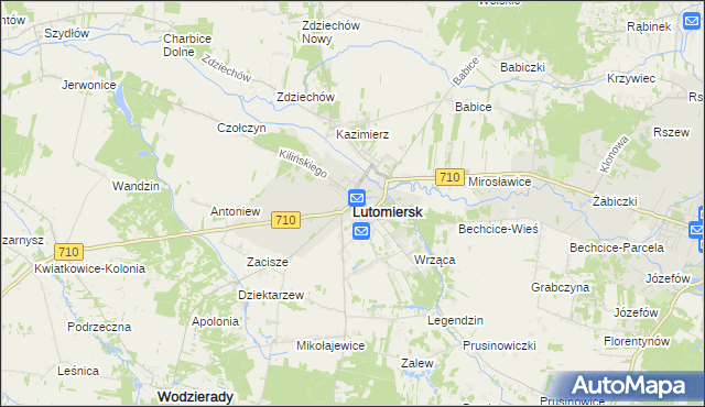 mapa Lutomiersk, Lutomiersk na mapie Targeo