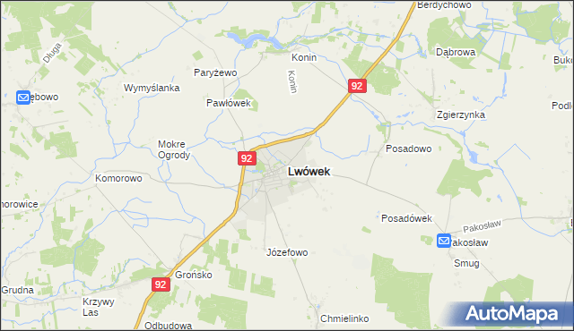 mapa Lwówek powiat nowotomyski, Lwówek powiat nowotomyski na mapie Targeo