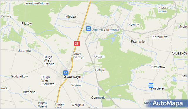mapa Łyczyn gmina Stawiszyn, Łyczyn gmina Stawiszyn na mapie Targeo