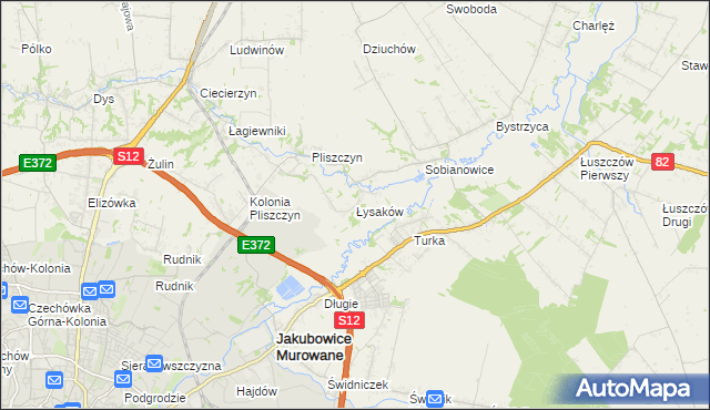mapa Łysaków gmina Wólka, Łysaków gmina Wólka na mapie Targeo