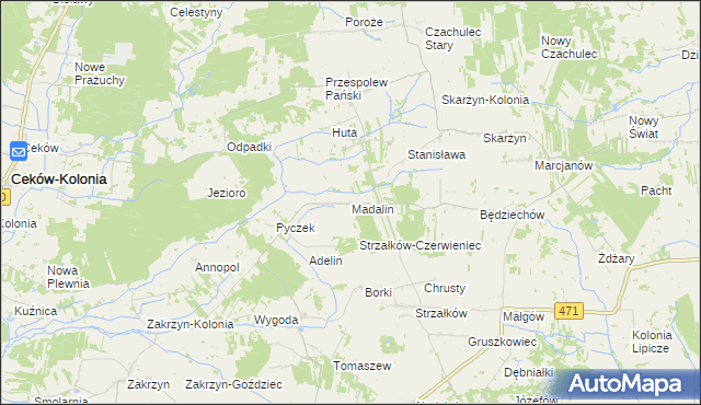 mapa Madalin gmina Lisków, Madalin gmina Lisków na mapie Targeo