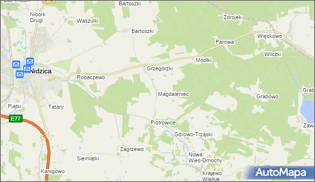 mapa Magdaleniec gmina Nidzica, Magdaleniec gmina Nidzica na mapie Targeo