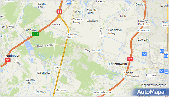 mapa Magdalenka gmina Lesznowola, Magdalenka gmina Lesznowola na mapie Targeo