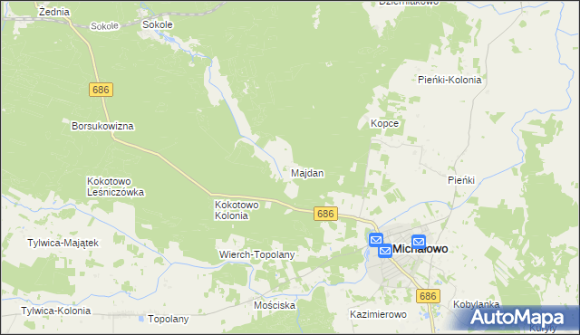 mapa Majdan gmina Michałowo, Majdan gmina Michałowo na mapie Targeo