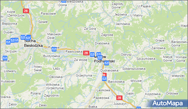 mapa Maków Podhalański, Maków Podhalański na mapie Targeo