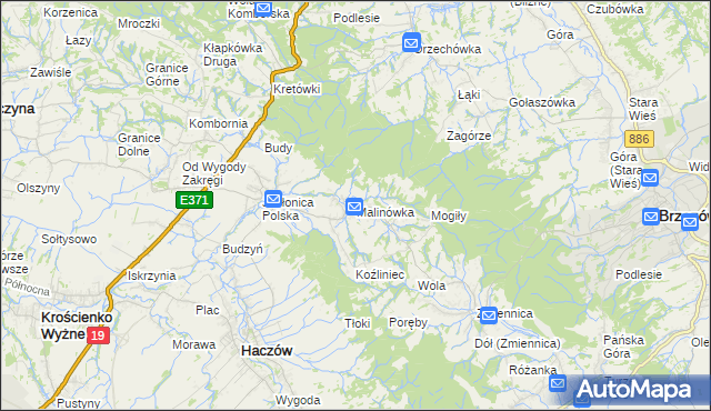 mapa Malinówka gmina Haczów, Malinówka gmina Haczów na mapie Targeo