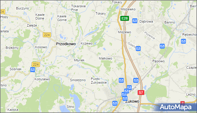 mapa Małkowo, Małkowo na mapie Targeo
