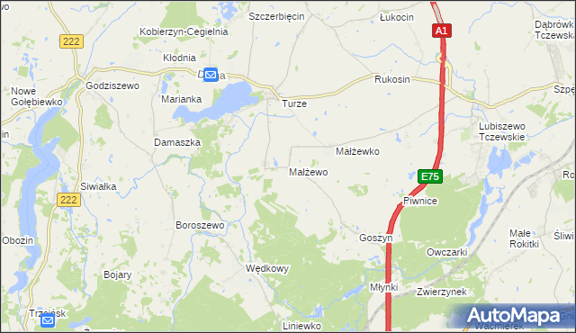 mapa Małżewo, Małżewo na mapie Targeo