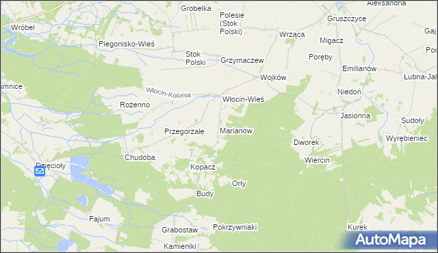 mapa Marianów gmina Błaszki, Marianów gmina Błaszki na mapie Targeo