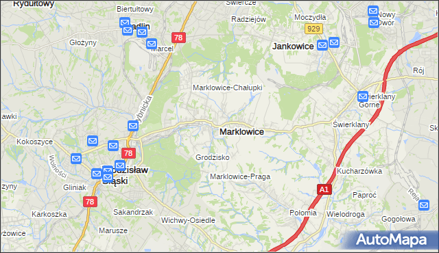 mapa Marklowice, Marklowice na mapie Targeo