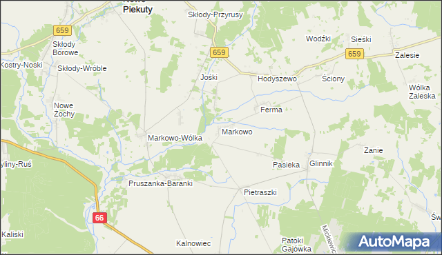 mapa Markowo gmina Brańsk, Markowo gmina Brańsk na mapie Targeo