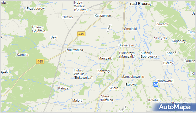 mapa Marszałki gmina Grabów nad Prosną, Marszałki gmina Grabów nad Prosną na mapie Targeo