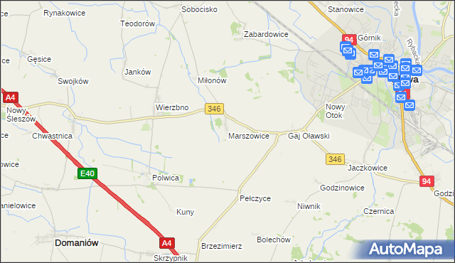 mapa Marszowice gmina Oława, Marszowice gmina Oława na mapie Targeo