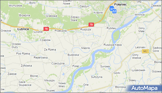 mapa Maśnik, Maśnik na mapie Targeo