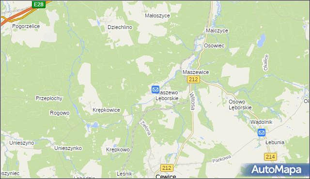 mapa Maszewo Lęborskie, Maszewo Lęborskie na mapie Targeo