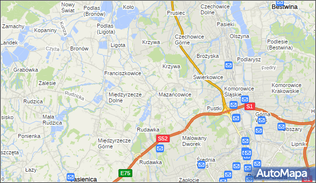 mapa Mazańcowice, Mazańcowice na mapie Targeo