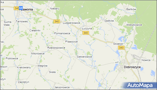 mapa Mękarzowice gmina Dobroszyce, Mękarzowice gmina Dobroszyce na mapie Targeo