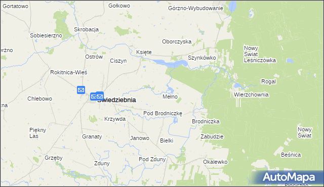 mapa Mełno gmina Świedziebnia, Mełno gmina Świedziebnia na mapie Targeo