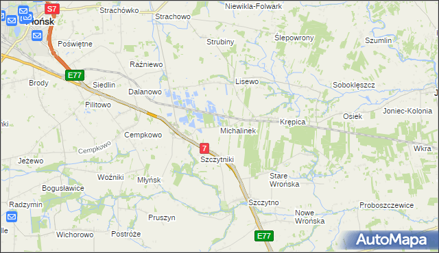 mapa Michalinek gmina Płońsk, Michalinek gmina Płońsk na mapie Targeo